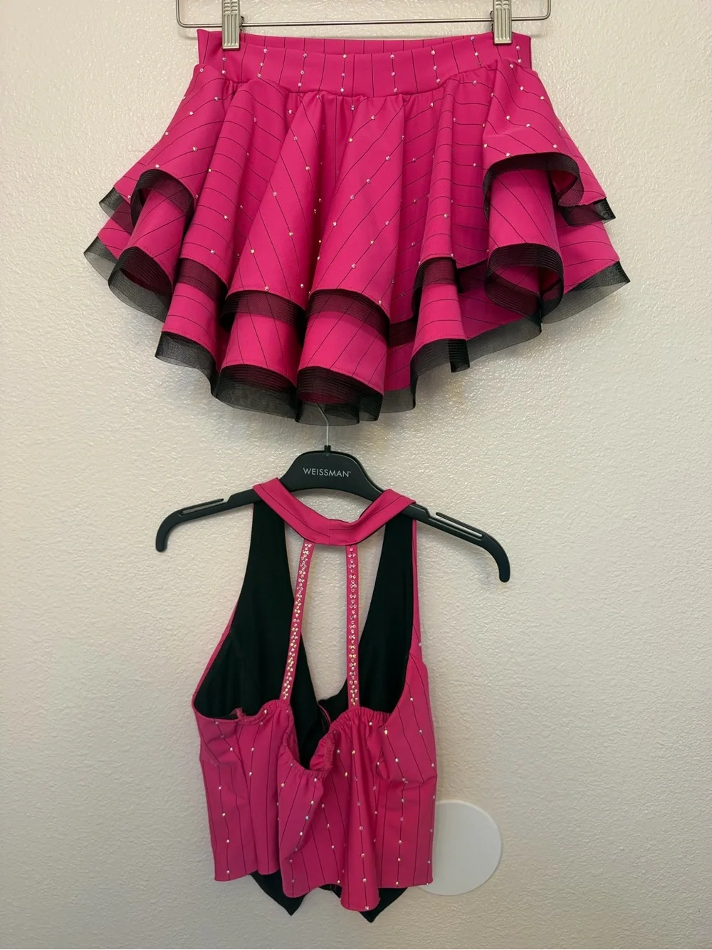 Kelle dance costume 2 piece hot pink jazz rhinestoned ALL THAT PINK 4215 MA adlt - Picture 4 of 13